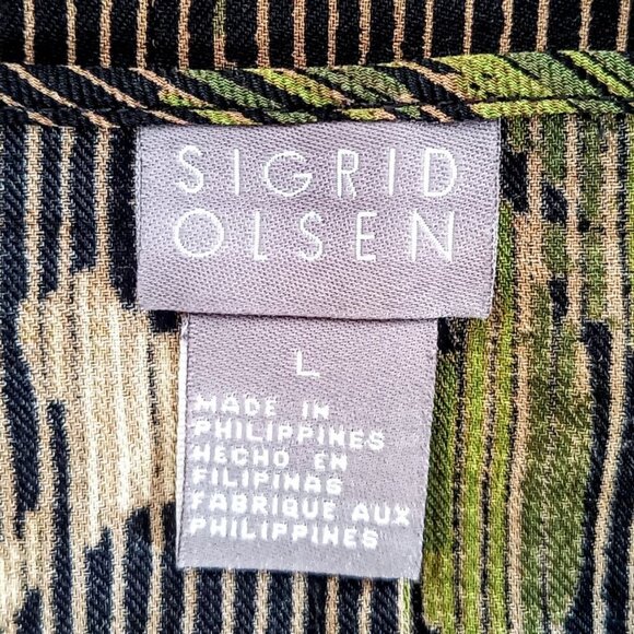 Sigrid Olsen Green Stripe Wool Silk Jacket - Picture 4 of 7